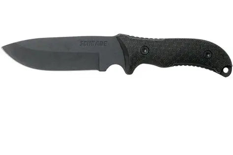 Schrade SCHF36 Frontier Fixed 5.05" Black Blade, TPE Handles, Nylon Sheath, Ferro Rod, Sharpening Stone